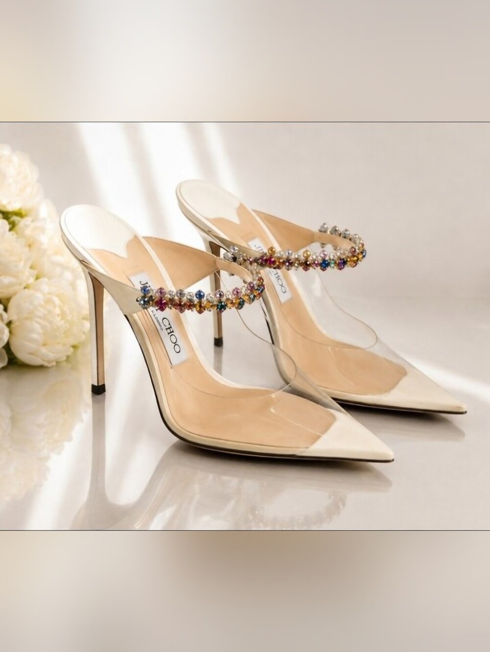 Jimmy Choo Bing 100 Crystal Plexi Mules